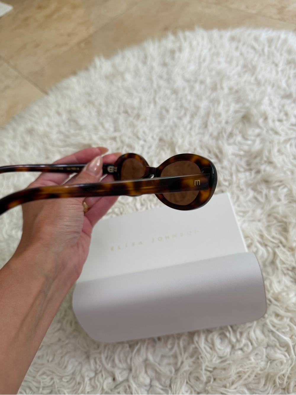 Elisa Johnson Tortoiseshell Oval Sunglasses in Brown - Picture 3 of 11